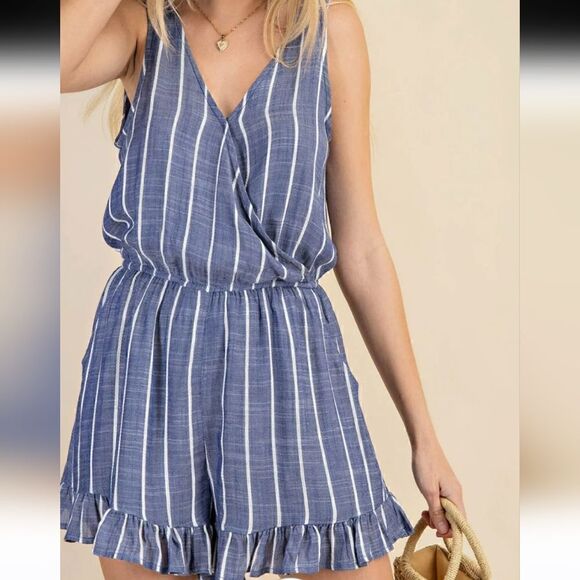 Kori Sleeveless Striped Romper  - Picture 1 of 15